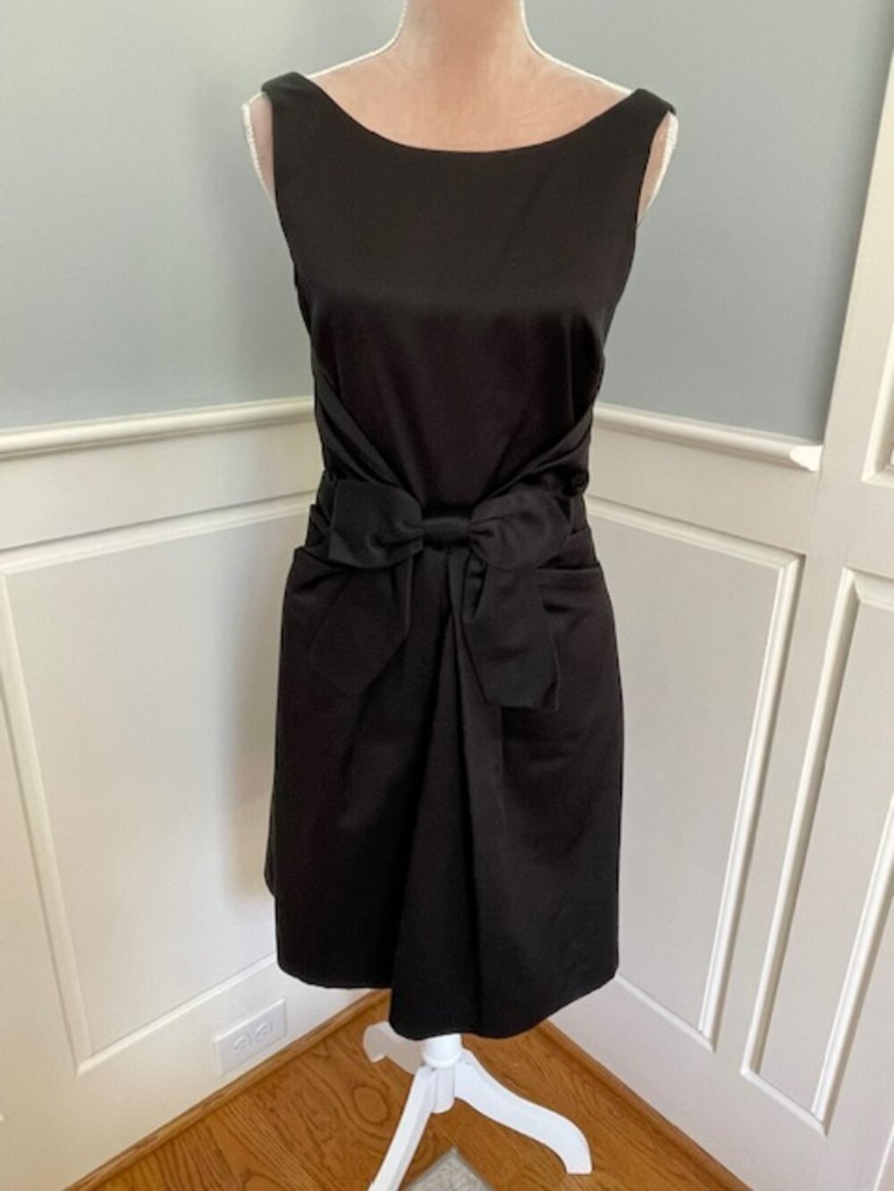 Kate Spade Jillian Bow Dress Cotton & Silk LBD Formal Black Cocktail Size 6 - Picture 2 of 9